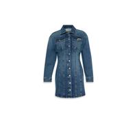 Jeanskleid CALVIN KLEIN JEANS "LS DENIM MINI DRESS", Damen, Gr. M (40), N-Gr, cold springs, Denim/Jeans, Obermaterial: 99% Baumwolle, 1% Elasthan, unifarben, figurbetont mini, Rundhals, eingesetzt ang