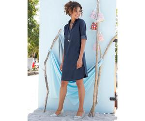 Jeanskleid CASUAL LOOKS "Jeans-Kleid", Damen, Gr. 36, Normalgrößen, blau (blau, stone, washed), 100% Baumwolle, unifarben, kurz, V-Ausschnitt, Kleider (92297714-36) blau, stone, washed