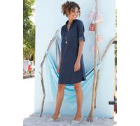 Jeanskleid CASUAL LOOKS "Jeans-Kleid", Damen, Gr. 38, Normalgrößen, blau (blau, stone, washed), 100% Baumwolle, unifarben, kurz, V-Ausschnitt, Kleider (92297714-38) blau, stone, washed