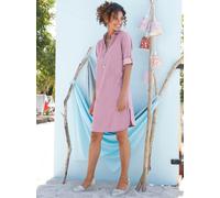 Jeanskleid CASUAL LOOKS "Jeans-Kleid", Damen, Gr. 52, Normalgrößen, rosa (rosé), 100% Baumwolle, unifarben, kurz, V-Ausschnitt, Kleider (65559706-52) rosé