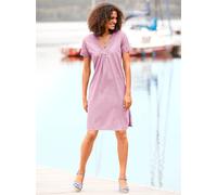 Jeanskleid CASUAL LOOKS "Kleid", Damen, Gr. 50, Normalgrößen, rosa (rosé), 100% Baumwolle, unifarben, kurz, V-Ausschnitt, Kleider (70213330-50) rosé