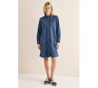 Jeanskleid CECIL, Damen, Gr. L (42), US-Größen, blau (mid blau wash), Jeans, 58% Lyocell, 42% Baumwolle, unifarben, normal knielang, V-Ausschnitt, Bündchen, Kleider, mit Knopfleiste (54822024-L) mid b