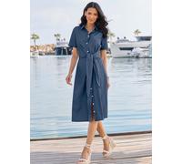 Jeanskleid CLASSIC BASICS "Jeans-Kleid", Damen, Gr. 38, Normalgrößen, blau, stone, washed, Denim/Jeans, 100% Baumwolle, unifarben, wadenlang, Kleider (73174258-38) blau, stone, washed