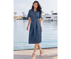 Jeanskleid CLASSIC BASICS "Jeans-Kleid", Damen, Gr. 56, Normalgrößen, blau (blau, stone, washed), Denim/Jeans, 100% Baumwolle, unifarben, wadenlang, Kleider (73174258-56) blau, stone, washed