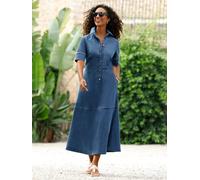 Jeanskleid HEINE "Kleid", Damen, Gr. 44, Normalgrößen, blau, stone, washed, Denim/Jeans, 81% Baumwolle, 17% Polyester, 2% Elasthan, unifarben, lang, Kleider (39713551-44) blau, stone, washed