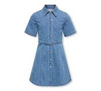 Jeanskleid KIDS ONLY "KOGNOA SS BELTED DNM DRESS YOR", Mädchen, Gr. 140, N-Gr, medium blau denim, Denim/Jeans, Obermaterial: 98% Baumwolle, 2% Elasthan, unifarben, figurumspielend kniefrei, Kleider, m