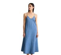 Jeanskleid MARC O'POLO DENIM "aus reinem Organic Cotton", Damen, Gr. S, Normalgrößen, medium blau, Obermaterial: 100% Baumwolle, unifarben, loose fit lang, V-Ausschnitt, normaler Saum, Kleider (625412