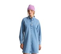 Jeanskleid MARC O'POLO DENIM "aus reiner Bio-Baumwolle", Damen, Gr. L, Normalgrößen, Langarm, blau (medium blau), Obermaterial: 100% Baumwolle, unifarben, regular fit knielang, normaler Saum, Kleider