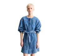 Jeanskleid MARC O'POLO DENIM "mit Ananasblattfasern", Damen, Gr. XL, Normalgrößen, medium blau, Obermaterial: 86% Baumwolle, 14% Polyester aus Faserresten, unifarben, weit kurz, Rundhals, normaler Sau