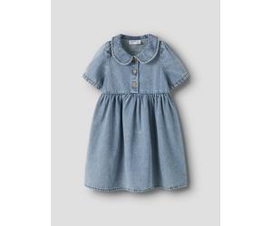 Jeanskleid NAME IT "NMFPOPPY DNM DRESS 5011-OV H", Mädchen, Gr. 104, N-Gr, medium blau denim, Denim/Jeans, Obermaterial: 100% Baumwolle, leichte Abriebeffekte, relaxed fit kurz, Rundhals, Kleider, Bau