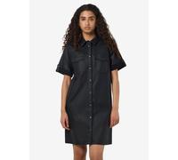 Jeanskleid NOISY MAY "NMNEW SIGNE S/S COATED DENIM DRESS NOOS", Damen, Gr. L, N-Gr, schwarz, Web, Obermaterial: 77% Viskose, 20% Nylon, 3% Elasthan, unifarben, kurz, mit Umschlag, Kleider Jeanskleid,