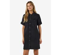 Noisy may Damen Midi Jeans Kleid Denim Dress Modisches Kurzarm Shirtkleid NMNEW, Farben:Schwarz-2, Größe:L