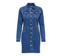 Jeanskleid ONLY "ONLELLEN L/S SHORT STRETCH DNM DRESS PIM", Damen, Gr. L, N-Gr, blau (medium blau denim), Denim/Jeans, Obermaterial: 92% Baumwolle, 6% Polyester, 2% Elasthan, unifarben, kniefrei, Klei