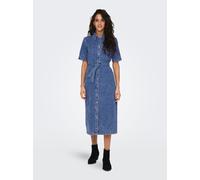Jeanskleid ONLY "ONLLANA SS LONG DRESS DNM REA258 NOOS", Damen, Gr. XS, N-Gr, blau (medium blau denim), Denim/Jeans, Obermaterial: 91% Baumwolle, 7% Polyester, 2% Elasthan, unifarben, regular fit wade