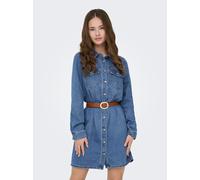 Jeanskleid ONLY "ONLLISA L/S DNM DRESS GUA NOOS", Damen, Gr. L, N-Gr, blau (medium blau denim), Denim/Jeans, Obermaterial: 90% Baumwolle, 10% Viskose, unifarben, Kleider (60288256-L) medium blau denim