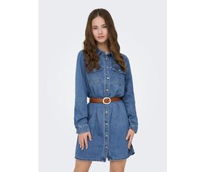 Jeanskleid ONLY "ONLLISA L/S DNM DRESS GUA NOOS", Damen, Gr. L, N-Gr, medium blau denim, Denim/Jeans, Obermaterial: 90% Baumwolle, 10% Viskose, unifarben, Kleider (60288256-L) medium blau denim