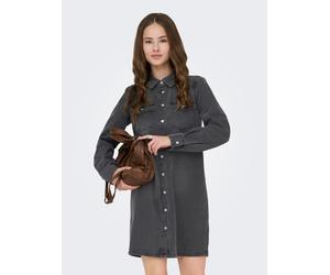 Jeanskleid ONLY "ONLLISA L/S DNM DRESS GUA NOOS", Damen, Gr. S, N-Gr, washed schwarz, Denim/Jeans, Obermaterial: 90% Baumwolle, 10% Viskose, unifarben, Kleider (61052602-S) washed schwarz