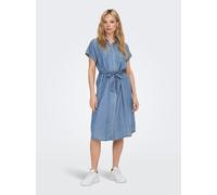 Jeanskleid ONLY "ONLPEMA - Jeanskleid mit Knopfleiste und Brusttaschen", Damen, Gr. L (40), N-Gr, blau, Web, Obermaterial: 100% Lyocell, unifarben, Rundhals, Kleider Jeanskleid, regular fit, modisch,