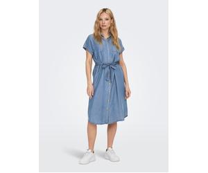 Jeanskleid ONLY "ONLPEMA - Jeanskleid mit Knopfleiste und Brusttaschen", Damen, Gr. S (36), N-Gr, blau, Web, Obermaterial: 100% Lyocell, unifarben, Rundhals, Kleider Jeanskleid, regular fit, modisch,