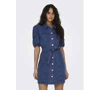 ONLY Damen Onlvibbe Ss Belt DNM Dress MBD Noos, Medium Blue Denim, L