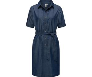 Jeanskleid RAGWEAR "Rozyna Denim", Damen, Gr. S (36), Normalgrößen, blau (denim), Material: 60% Baumwolle, 40% Viskose, figurumspielend knieumspielend, hoch geschlossener Ausschnitt, Ärmel ohne Ärmels