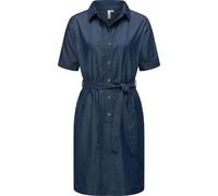 Jeanskleid RAGWEAR "Rozyna Denim", Damen, Gr. XXL (44), Normalgrößen, blau (denim), Material: 60% Baumwolle, 40% Viskose, figurumspielend knieumspielend, hoch geschlossener Ausschnitt, Ärmel ohne Ärme