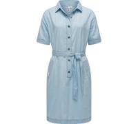 Jeanskleid RAGWEAR "Rozyna Denim", Damen, Gr. XXL (44), Normalgrößen, blau (hellblau), Material: 60% Baumwolle, 40% Viskose, figurumspielend knieumspielend, hoch geschlossener Ausschnitt, Ärmel ohne Ä