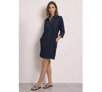 Jeanskleid STREET ONE, Damen, Gr. 38, N-Gr, blau (rinse soft washed), Denim/Jeans, Obermaterial: 72% Baumwolle, 27% Polyester, 1% Elasthan, unifarben, bequem kniefrei, Rundhals, 1-Knopf-Manschette, Kl