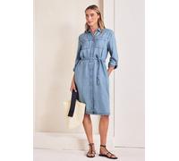 Jeanskleid STREET ONE, Damen, Gr. 42, N-Gr, light blau soft wash, Web, Obermaterial: 100% Lyocell. Futter: 100% Baumwolle, figurumspielend knielang, Kleider, seitliche Schlitze, washed Look (50203348-