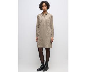 Jeanskleid STREET ONE, Damen, Gr. 46, EURO-Größen, morning beige, Cord, 98% Baumwolle, 2% Elasthan, unifarben, normal knielang, V-Ausschnitt, abgesteppt, Kleider, mit Zipper-Detail (49398956-46) morni