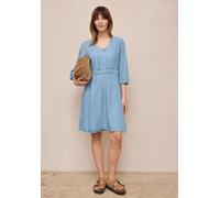Jeanskleid STREET ONE STUDIO, Damen, Gr. 44, EURO-Größen, light blau soft wash, Jeans, 100% Lyocell, unifarben, regular fit knieumspielend, V-Ausschnitt, Bündchen, Kleider, aus Lyocell (60675811-44) l