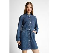 Jeanskleid TOM TAILOR DENIM, Damen, Gr. S, N-Gr, clean mid, Denim/Jeans, Obermaterial: 100% Baumwolle. Futter: 65% Baumwolle, 35% Polyester, unifarben, normal kniefrei, Rundhals, Kleider, Langarm mit