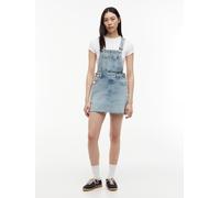 Jeanskleid TOMMY JEANS "DENIM DUNGAREE DRESS RWB CJ6115", Damen, Gr. L (42/44), N-Gr, denim light, Denim/Jeans, Obermaterial: 99% Baumwolle, 1% Elasthan, unifarben, kurz, Kleider, Baumwollmischung (60