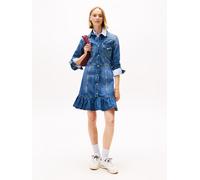 Jeanskleid TOMMY JEANS "WESTERN DENIM DRESS DI2057", Damen, Gr. XXL (44), N-Gr, blau (denim schwarz), Denim/Jeans, Obermaterial: 100% Baumwolle, Abriebeffekte, regular fit, Kleider (28854759-XXL) deni