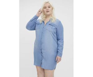 Jeanskleid VERO MODA CURVE "VMSILA LS SHORT DRESS MIX GA CURVE NOOS", Damen, Gr. 44, N-Gr, blau (light blau denim), Obermaterial: 100% Lyocell (TENCEL™), figurbetont, Kleider (82420308-44) light blau