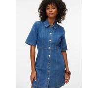 Jeanskleid VERO MODA "VMDAISY 2/4 SHORT DENIM DRESS NOOS", Damen, Gr. XS, N-Gr, medium blau denim, Denim/Jeans, Obermaterial: 100% Baumwolle, unifarben, kurz, Kleider, Baumwolle (97880726-XS) medium b
