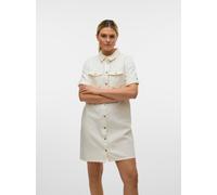 Jeanskleid VERO MODA "VMJENNIE SS SHORT DENIM DRESS NOOS", Damen, Gr. M, N-Gr, weiß (cloud dancer), Denim/Jeans, Obermaterial: 90% Baumwolle, 10% Viskose, unifarben, Kleider (66753424-M) cloud dancer