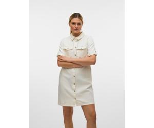 Jeanskleid VERO MODA "VMJENNIE SS SHORT DENIM DRESS NOOS", Damen, Gr. XL, N-Gr, weiß (cloud dancer), Denim/Jeans, Obermaterial: 90% Baumwolle, 10% Viskose, unifarben, Kleider (66753424-XL) cloud dance