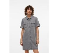 Jeanskleid VERO MODA "VMJENNIE SS SHORT DENIM DRESS NOOS", Damen, Gr. XS, N-Gr, blau (medium grau denim), Denim/Jeans, Obermaterial: 90% Baumwolle, 10% Viskose, Kleider Jeanskleid (11973018-XS)