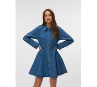 Jeanskleid VERO MODA "VMJESSIE LS SHORT DENIM DRESS NOOS", Damen, Gr. M, N-Gr, medium blau denim, Denim/Jeans, Obermaterial: 80% Baumwolle, 20% Polyester, unifarben, kurz, Kleider, Baumwollmischung (3