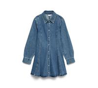 Jeanskleid VERO MODA "VMJESSIE LS SHORT DENIM DRESS NOOS", Damen, Gr. S, N-Gr, medium blau denim, Denim/Jeans, Obermaterial: 80% Baumwolle, 20% Polyester, unifarben, kurz, Kleider, Baumwollmischung (3