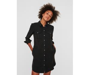 Jeanskleid VERO MODA "VMSILLA", Damen, Gr. XL, N-Gr, schwarz, Web, Obermaterial: 100% Lyocell (TENCEL™), unifarben, gerade kurz, verstellbar 1-Knopf-Manschette mit Schlitz, Kleider (34248833-XL) schwa