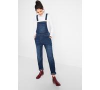 Jeanslatzhose BONPRIX, Damen, Gr. 48, N-Gr, blau (blau denim), Obermaterial: 76% Baumwolle, 16% Polyester, 7% Viskose, 1% Elasthan, loose fit, Jeans Jeanslatzhose, lockerer loose fit, mit Elasthanante