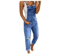 Jeanslatzhose Damen Latzhose Jeans Lange Hose Denim Overall Jumpsuit Playsuit Jeans Vintage Loose Fit Hoseanzug Romper