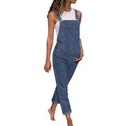 Jeanslatzhose Damen Latzhose Jeans Lange Hose Denim Overall Jumpsuit Playsuit Jeans Vintage Loose Fit Hoseanzug Romper Damen-Latzhose, Jeans, Latzhose, Overall, zerrissen, Used-Look, Jeans