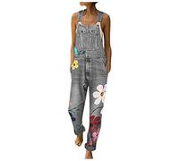 Jeanslatzhose Damen Latzhose Jeans Lange Hose Denim Overall Jumpsuit Playsuit Jeans Vintage Loose Fit Hoseanzug Romper Briskorry