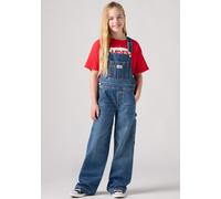 Jeanslatzhose LEVI'S KIDS "LVG BAGGY BARREL OVERALL", Mädchen, Gr. 14 (158), N-Gr, blau (are we there yet), Denim/Jeans, Obermaterial: 97% Baumwolle, 2% Viskose, 1% Elasthan, bequem normal, Jeans Jean