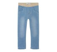 Jeansleggings NAME IT "NMFSALLI SLIM SWE JEANS 1190-BO NOOS", Mädchen, Gr. 116, N-Gr, light blau denim, Sweatware, Obermaterial: 95% Baumwolle, 5% Elasthan, kontrastfarbene Details, leichte Abriebeffe