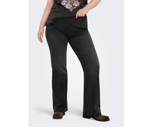 Jeansleggings ONLY CARMAKOMA "CARROYAL MID WAIST FLARED LEGGING", Damen, Gr. 48, Länge 32, schwarz (washed schwarz), Denim/Jeans, Obermaterial: 69% Baumwolle, 29% Polyester, 2% Elasthan, unifarben, Je
