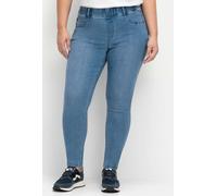 Jeansleggings SHEEGO, Damen, Gr. 22, Kurzgrößen, blau (blau denim), 37% Viskose, 34% Baumwolle, 27% Polyester, 2% Elasthan, unifarben, lang, Jeans (92894832-22) blau denim